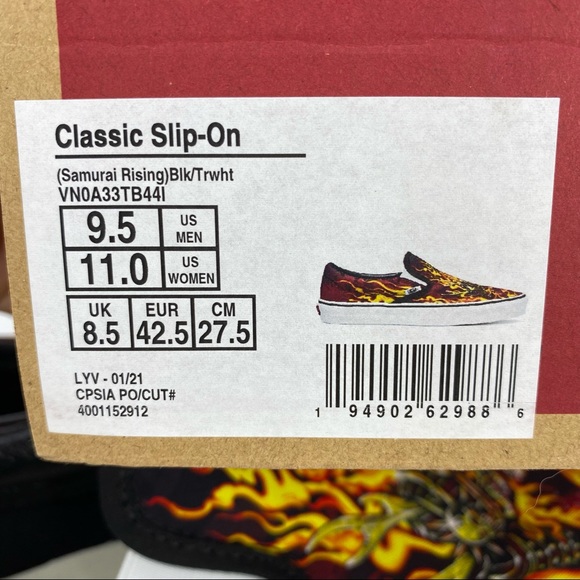 Vans Slip On Samurai Rising Sneakers Flames Skull - Picture 10 of 13